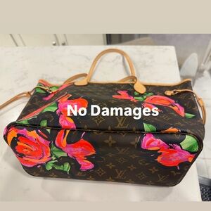 Louis Vuitton Brown Tote with Pink and Green Floral Design